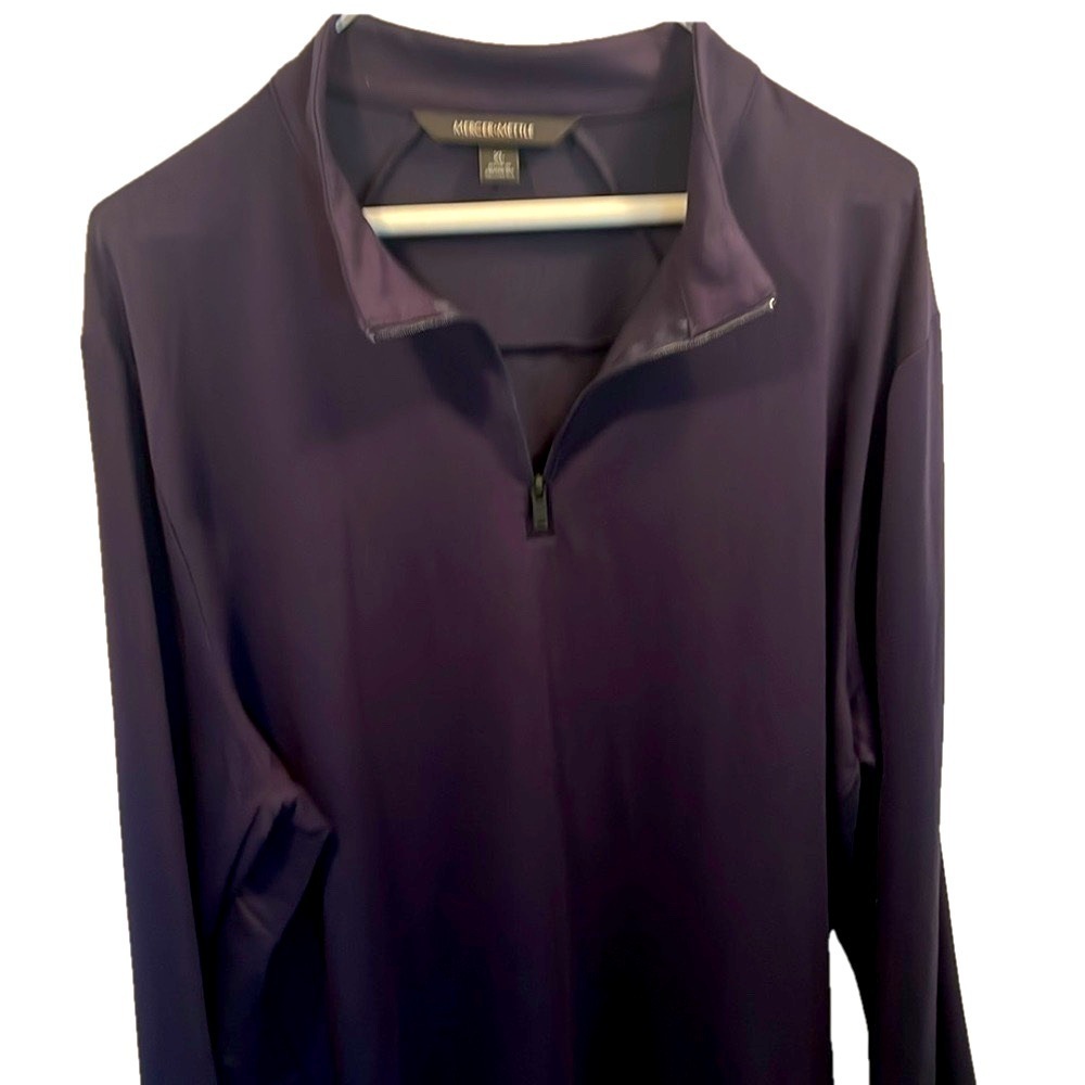 Mercer+Mettle Top, Size XL, PTP 25”, Length 30”, Navy Blue, 1/4 Zipper